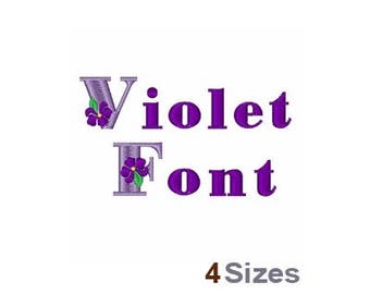 Violet Font - Machine Embroidery Font - 4 Sizes, Alphabet, B Embroidery, Font Set, Floral, Machine Embroidery Applique Fonts