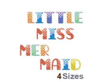 Little Miss Mermaid Font - Machine Embroidery Font - 4 Sizes, Font Set, Little Miss Mermaid Font, Machine Embroidery Applique Fonts