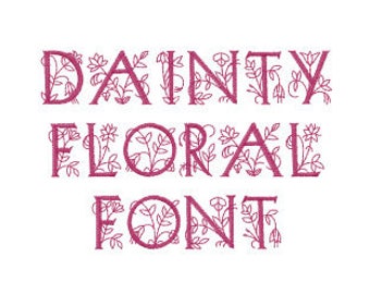 Dainty Floral Font - Machine Embroidery Font - Lettering, Alphabet, Font Set, Dainty Floral Font, Machine Embroidery Applique Fonts