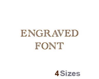 Engraved Font - Machine Embroidery Font - 4 Sizes, Lettering, Alphabet, Font Set, Engraved Font, Machine Embroidery Applique Fonts