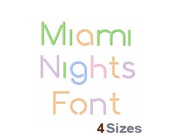 Miami Nights Font - Machine Embroidery Font - 4 Sizes, Lettering, Alphabet, Font Set, Miami Nights Font, Machine Embroidery Applique Fonts