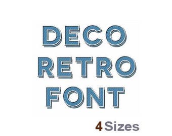 Deco Retro Font - Machine Embroidery Font - 4 Sizes, Lettering, Alphabet, Font Set, Deco Retro Font, Machine Embroidery Applique Fonts