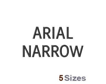 Arial Narrow Font - Machine Embroidery Font - 5 Sizes, Lettering, Alphabet, Font Set, Arial Narrow Font, Machine Embroidery Applique Fonts