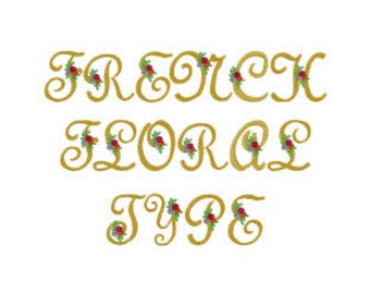 French Floral - Machine Embroidery Font - Lettering, Alphabet, Font Set, French Floral Type Font, Machine Embroidery Applique Fonts