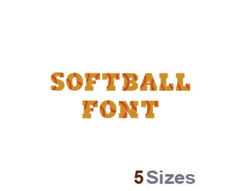 Softball Font - Machine Embroidery Font - 5 Sizes, Lettering, Sports, Alphabet, Font Set, Softball Font, Machine Embroidery Applique Fonts