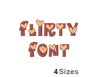 Flirty Font - Machine Embroidery Font - 4 Sizes, Lettering, Alphabet, Font Set, Flirty Font, Machine Embroidery Applique Fonts