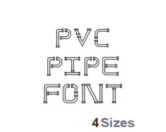 PVC Pipe Font - Machine Embroidery Font - 4 Sizes, Lettering, Alphabet, Font Set, PVC Pipe Font, Machine Embroidery Applique Fonts