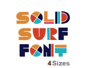 Solid Surf - Machine Embroidery Font - 4 Sizes, Lettering, Alphabet, Font Set, Solid Surf Font, Machine Embroidery Applique Fonts