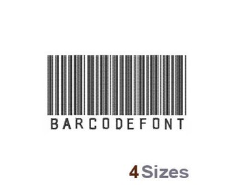 Bar Code Font - Machine Embroidery Font - 4 Sizes, Lettering, Alphabet, Font Set, Barcode Font, Machine Embroidery Applique Fonts
