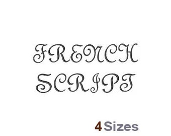 French Script Alphabet - Machine Embroidery Font- 4 Sizes, Lettering, Font Set, French Script Font, Machine Embroidery Applique Fonts
