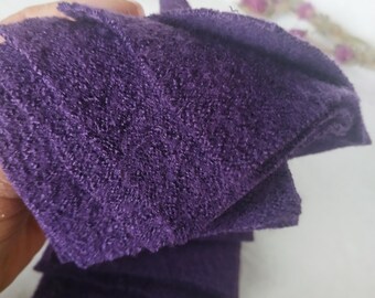 Vintage Wool Quilt Squares: Purple Fabric Scraps for Crafts (18pcs 4/3 inch