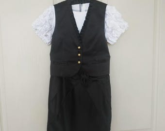 Conjunto de colete e saia pretos feitos à mão: terno formal para meninas (9 a 10 anos)