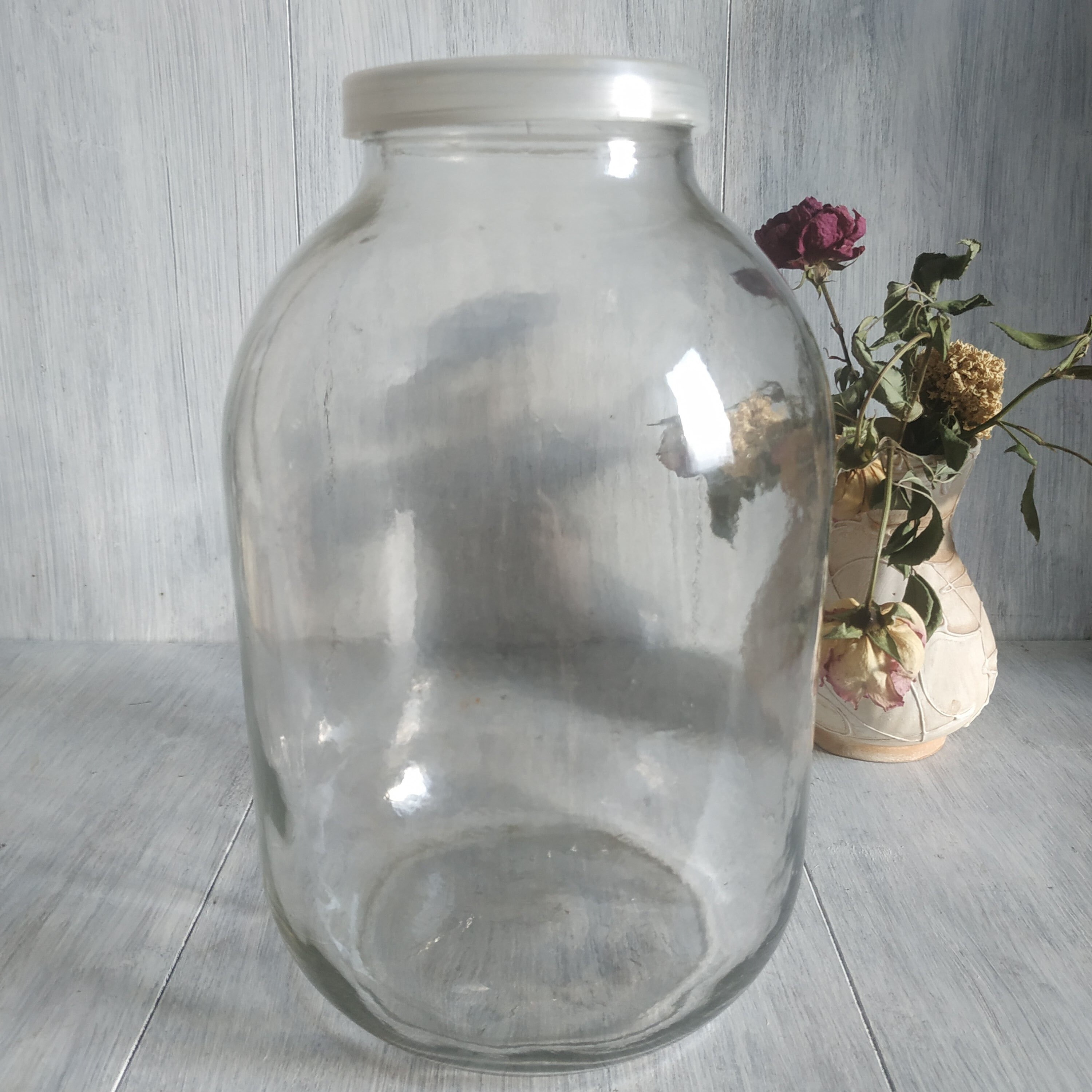 Large Glass Jar With Lid 3 Liter Preserve Food Jar Ukrainian Rustic ...