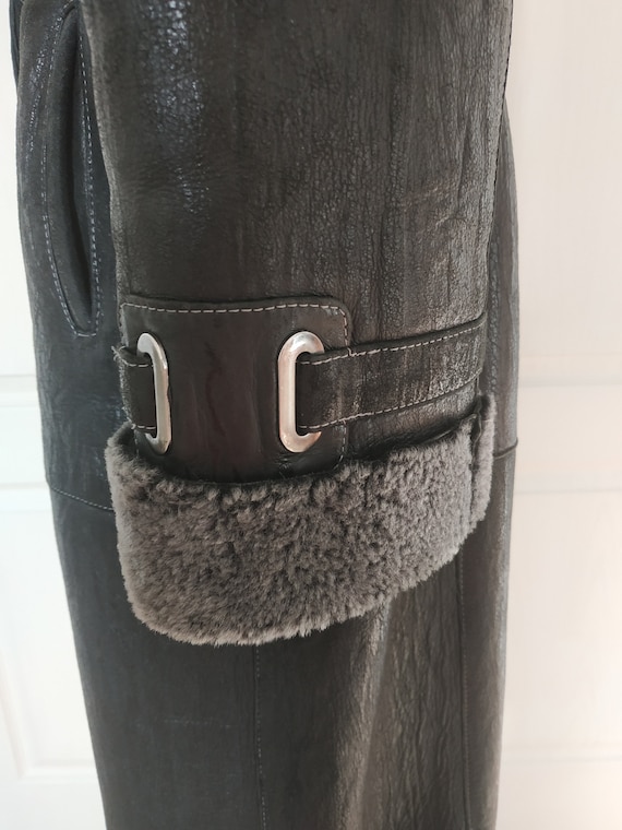 Vintage 90s Black Shearling Coat XL 2XL