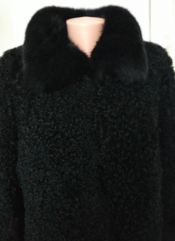 Astrakhan Fur Coat Vintage Black Genuine Lamb Jac… - image 3