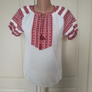 Ukrainian Vyshyvanka Blouse for Girl 11-12 Y Traditionally Embroidery White Linen Party Shirt Handmade Embroidered Folk Modern Blouse imagem 1