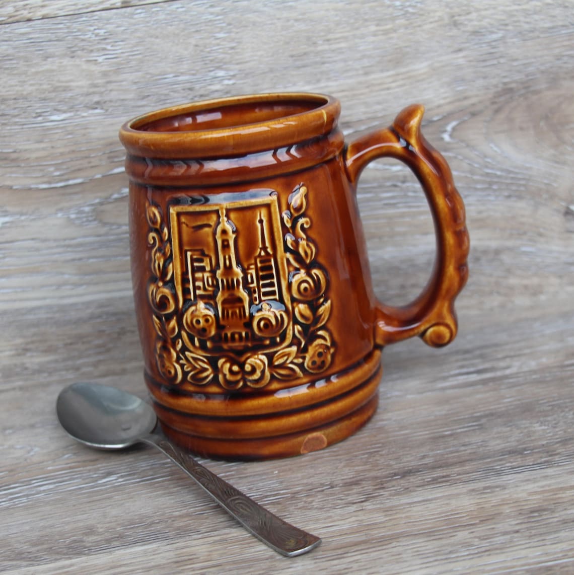 Large Pottery Mug Ceramic Beer Mug Vintage Beer Mug Large Beer Etsy