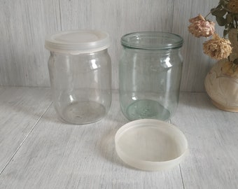 2pcs Glass Jar 500ml with Lid Preserve Food Jar Ukrainian Rustic Home Canning Vintage Glass Vase Glass Bottle Kitchen Storage Glass Lantern