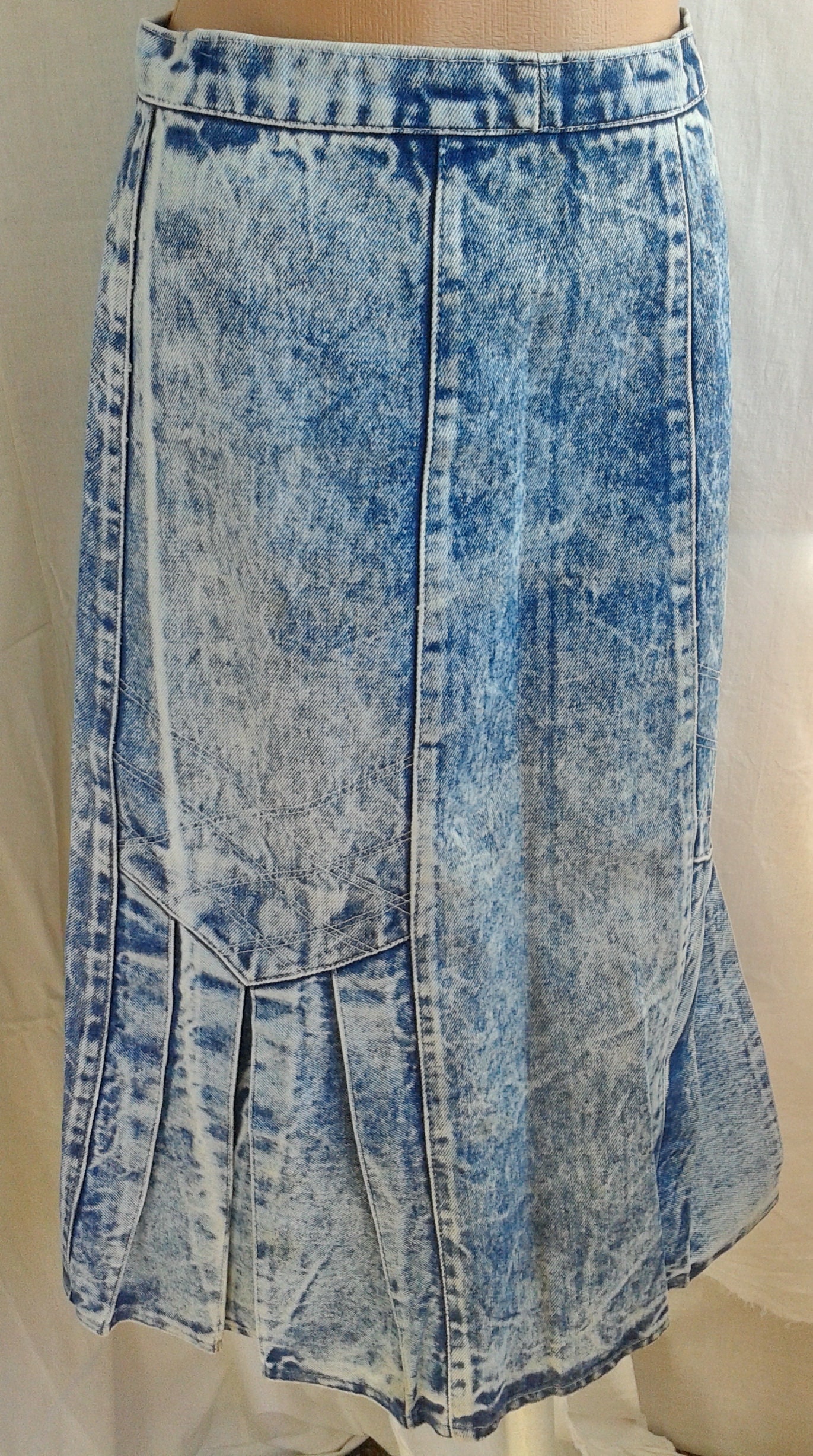 Vintage 80s acid wash light blue jean skirt Cotton denim midi | Etsy