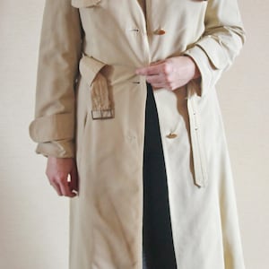 Vintage 70s Trench Coat Long Belted Trench Coat Retro Beige Spring Coat