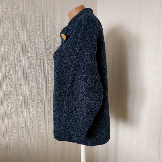 Vintage Wool Boucle Navy Blue Sweater Women Dark … - image 7