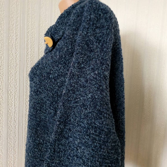 Vintage Wool Boucle Navy Blue Sweater Women Dark … - image 5