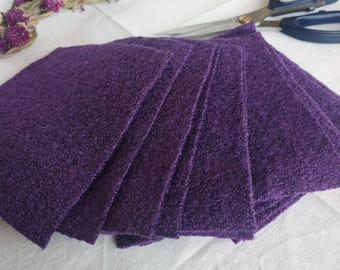 Vintage Purple Wool Squares: 5" Quilt Fabric Scraps, Applique Pieces (13pcs)