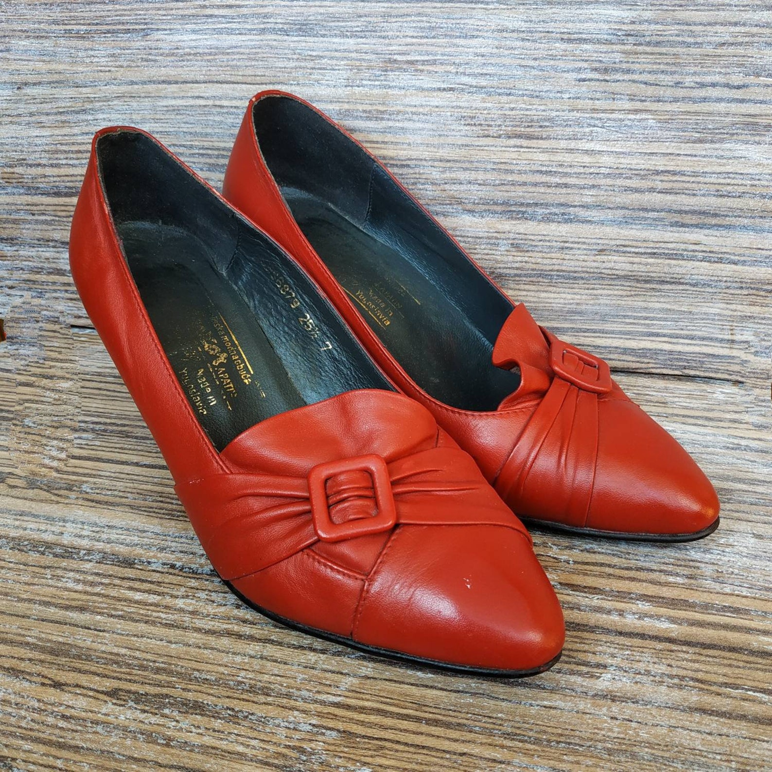 red vintage pumps