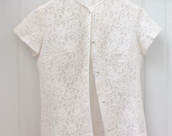 ヴィンテージホワイトレース半袖ブラウス 00年代ヴィンテージトップショップホワイトレースブラウス // 半袖