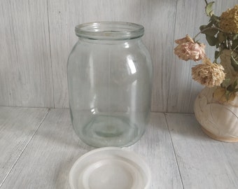 1 Liter Glass Jar with Lid Preserve Food Jar Ukrainian Rustic Home Canning Vintage Glass Vase Glass Bottle Kitchen Storage Glass Jar Lantern