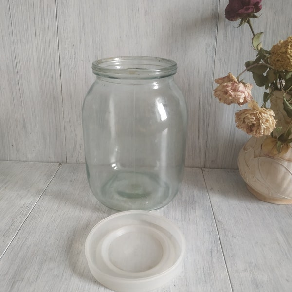 1 Liter Glass Jar with Lid Preserve Food Jar Ukrainian Rustic Home Canning Vintage Glass Vase Glass Bottle Kitchen Storage Glass Jar Lantern