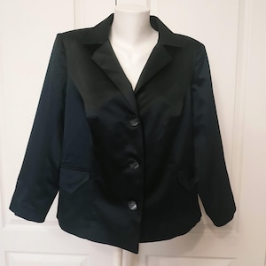 Vintage Black Lined Jacket: Handmade 2000s Office Blazer, Size XL