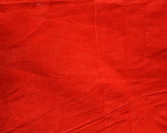 Vintage Red Cotton Fabric Remnant: Light Thin Material, 2 Yards