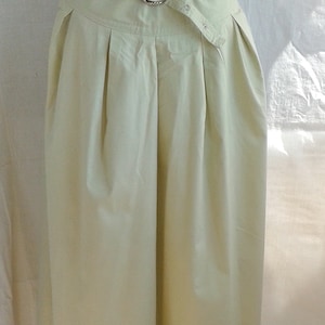 Cotton Women&#39;s Skirt Folds Vintage 1980&#39;s Loose Midi Beige Skirt Spring Summer Skirt High Waist and Pockets