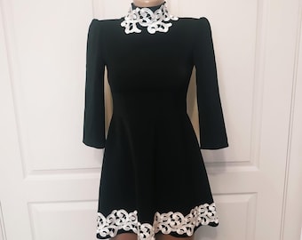 Vintage Little Black Dress: Handmade Party Dress with White Collar (Girls 9-10 Years) Vintage Little Black Dress: Handmade Party Dress with White Collar (Girls 9-10 Years)