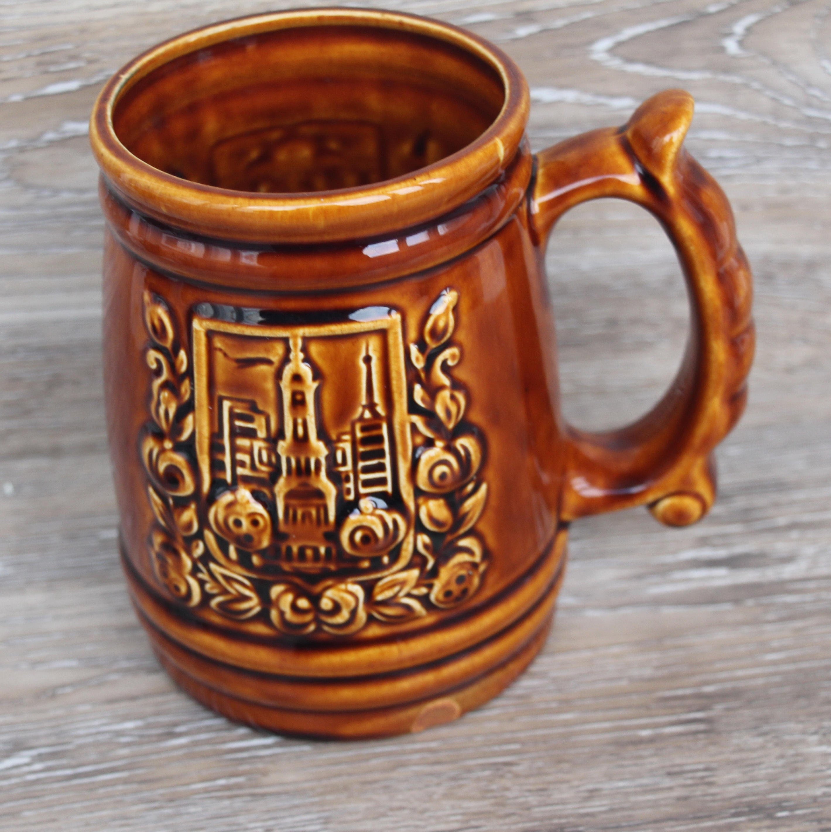 Large Pottery Mug Ceramic Beer Mug Vintage Beer Mug Large Beer Etsy