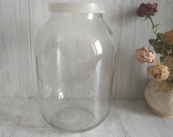 2 Liter Large Glass Jar with Lid Preserve Food Jar Ukrainian Rustic Home Canning Vintage Glass Jar Large Vase Glass Bottle Kitchen Storage