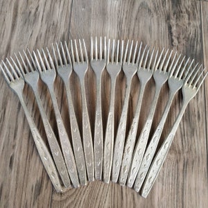Vintage forks set 12, Ukrainen forks aluminium,  Vintage flatware,  Ukrainen tableware 1970s