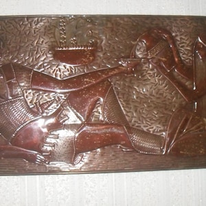 Vintage copper picture Old copper artwork Relief copper wall art USSR Copper wall decor Embossed copper wall hanging Embossed metal