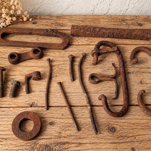 Vintage Soviet Rusty Metal Parts, Farmhouse Decor