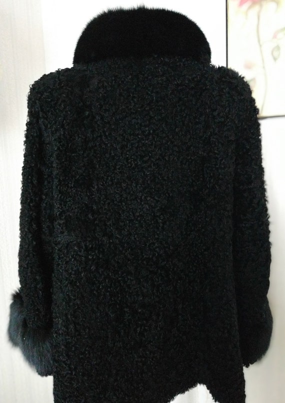 Astrakhan Fur Coat Vintage Black Genuine Lamb Jac… - image 6
