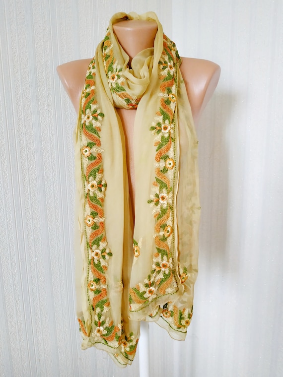 cream chiffon shawl