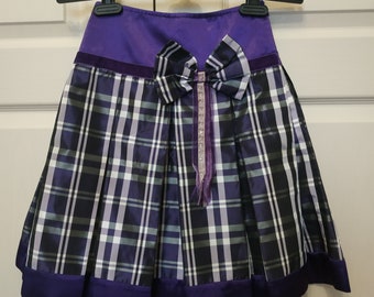 Jupe de fête des fêtes fille 7-8 ans avec nœud jupe à carreaux violet vintage pour filles jupe plissée enfants anniversaire fille Noël Nouvel an jupe