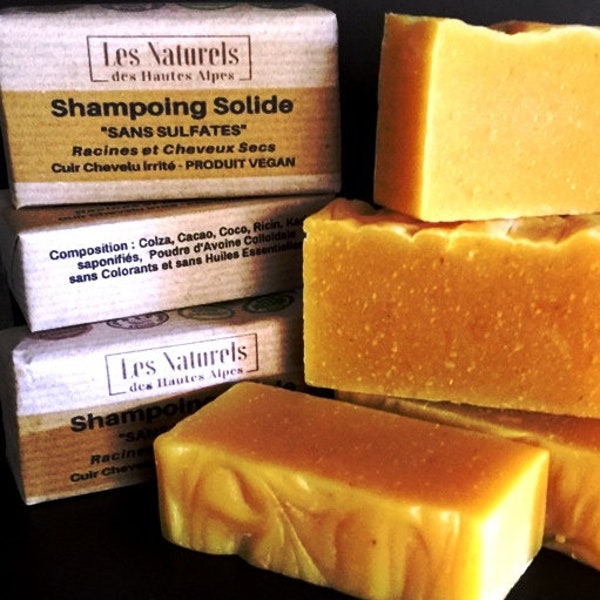 Solid Shampoo Artisanal SAF dry hair, dry and irritated scalp.  Very Sweet Enriched with Shea and Oatmeal. SULFATE FREE. 70g