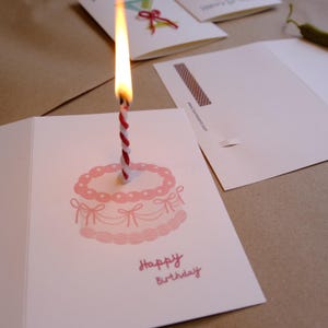 Vintage cake Birthday Card , candle card , Personalised name