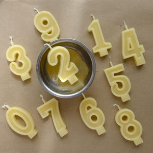 Number beeswax candle, Birthday candles, Anniversary Candles, cake topper