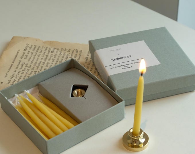 Zen Mindful Candle Set of 12 / Christmas gift / Beeswax / meditation candle / smokeless and dipless