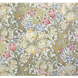 Tovagliolo decoupage GOLDEN LILY (V&A) Bianco Verde Floreale IHR