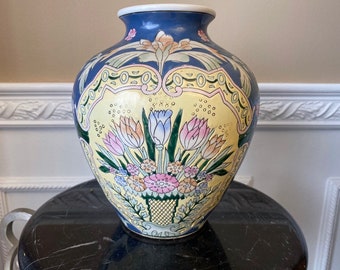 Vintage WBI Signed Chinese Porcelain Colorful Floral Vase