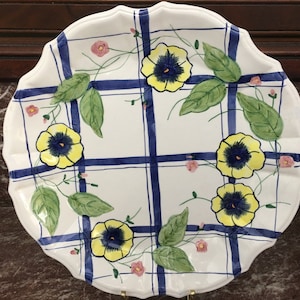 Vintage Seymour Mann Hand Painted 13&quot; Floral Chop Plate
